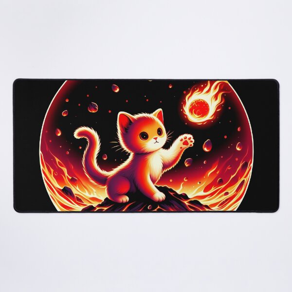 Item preview, Lava Fire Kitten Playing with Fireball, Ai Generated Art  designed and sold by ACC .