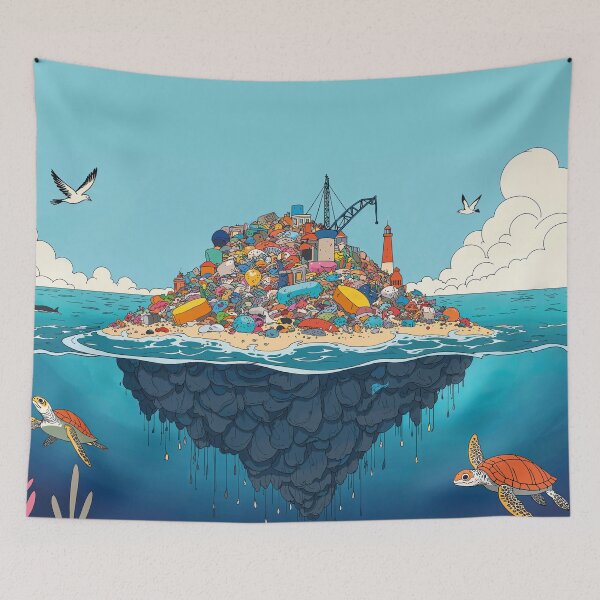 Item preview, garbage in the sea global warming designed and sold by Mauswohn.