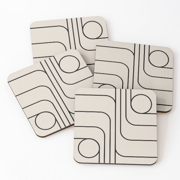 Item preview, Retro Modernist Geometric Design Black & Linen White designed and sold by tonymagnerart.