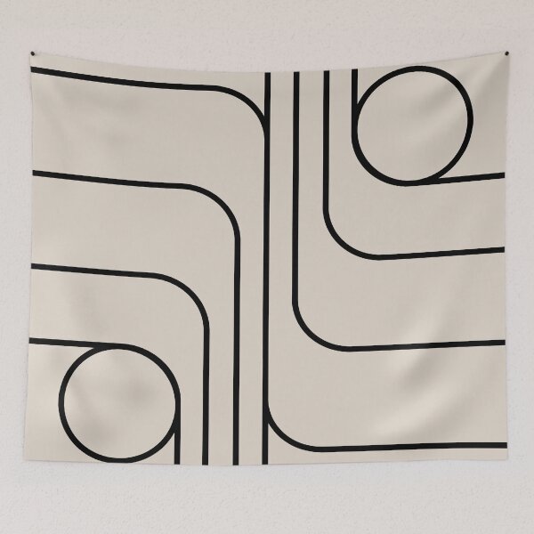 Item preview, Retro Modernist Geometric Design Black & Linen White designed and sold by tonymagnerart.