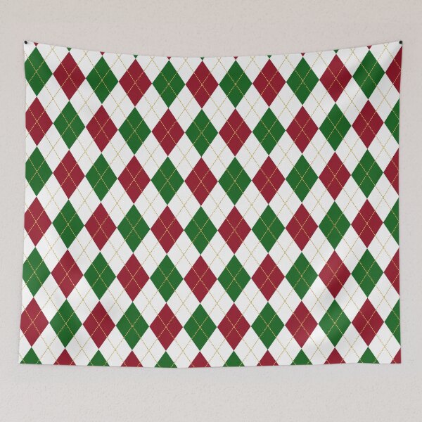 Item preview, Christmas Argyle red green and white seamless pattern designed and sold by BeebooDesign.