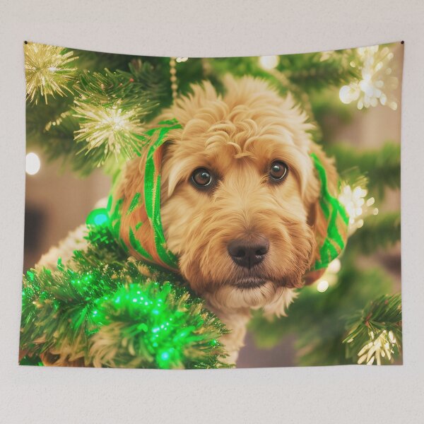 Item preview, Cavapoo decorated in green tinsel designed and sold by Jennifer Morcom.