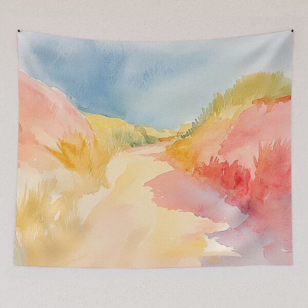 Item preview, Sunlit Beach Path Watercolor Art Print | Coastal Landscape Wall Decor designed and sold by solynneart.