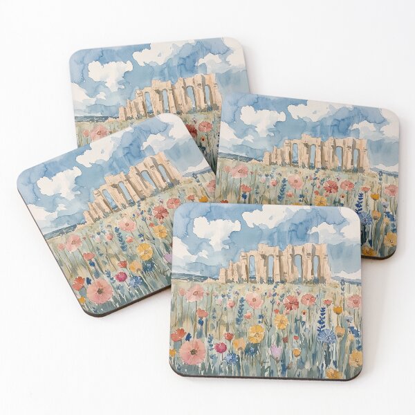 Item preview, Ancient Ruins with Wildflower Field Art Print | Dreamy Landscape Wall Decor designed and sold by solynneart.