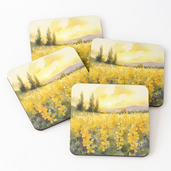 Item preview, Golden Flower Field at Sunrise Art Print | Enchanting Landscape Wall Decor designed and sold by solynneart.