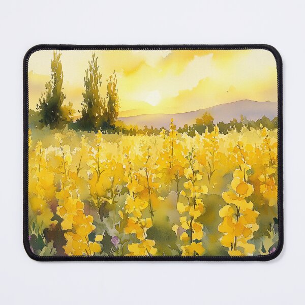 Item preview, Golden Flower Field at Sunrise Art Print | Enchanting Landscape Wall Decor designed and sold by solynneart.