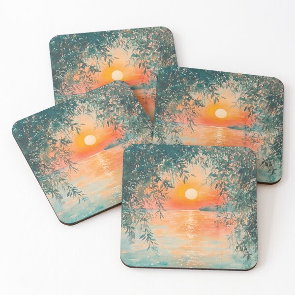 Item preview, Serene Sunset Over Water Art Print | Tranquil Nature Landscape Wall Decor designed and sold by solynneart.