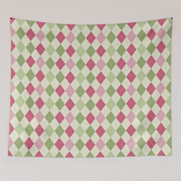 Item preview, Retro Vintage Rose Pink and Green Spring Argyle Pattern designed and sold by MarikaJohnson.