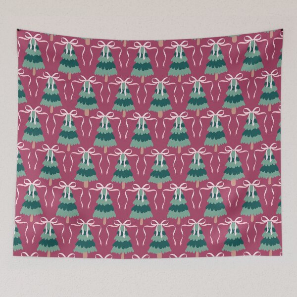 Item preview, Coquette Christmas Tree Pink Ribbon Bow designed and sold by Magnolia Valley Art.