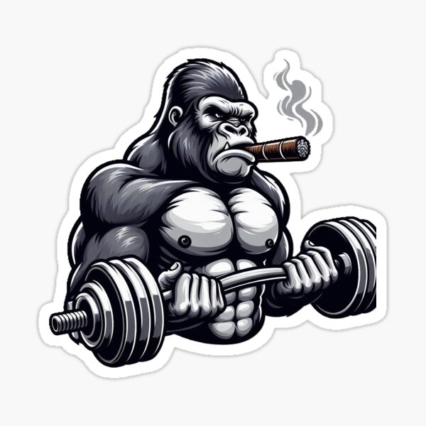 Item preview, Silverback Gorilla Curling with Style - Stogie and Strength Vector Art designed and sold by neildoch.