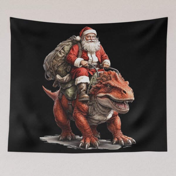 Item preview, Santa Riding Dinosaur - Funny Christmas T-Rex  designed and sold by DrawHandArt.
