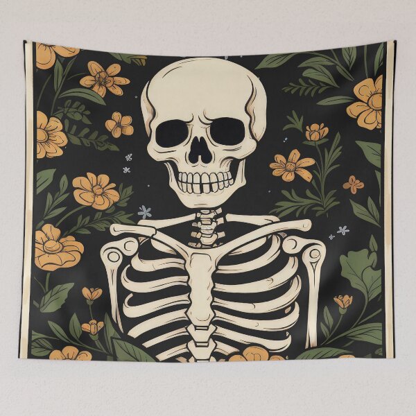 Item preview, Floral Skeleton Botanical Art designed and sold by DrawHandArt.
