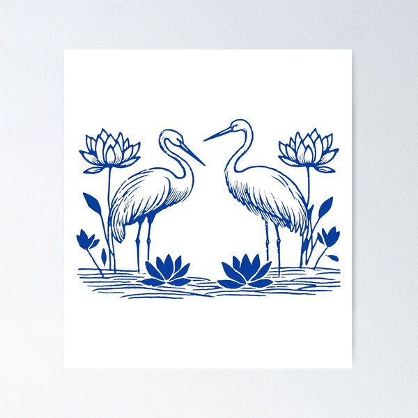 Item preview, Japanese Blue Cranes  designed and sold by WanderlustCoCo.