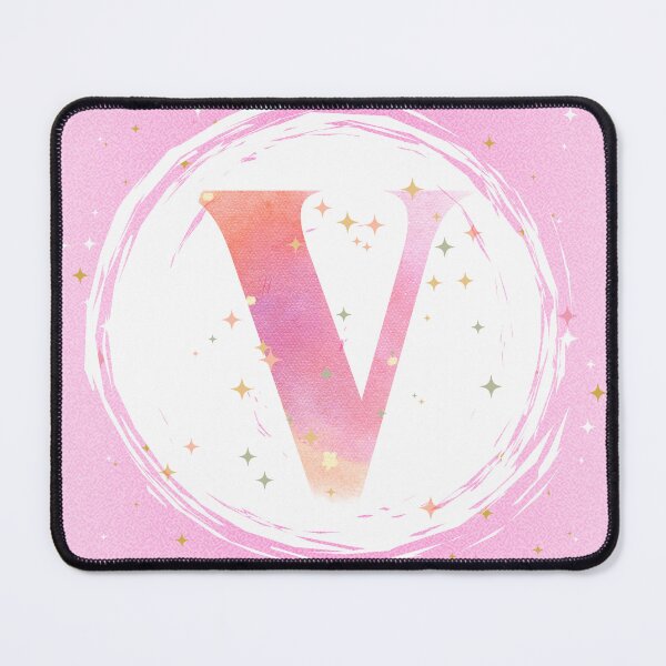 Aperçu de l'œuvre Monogramme lettre V aquarelle rose créée et vendue par iRenza.