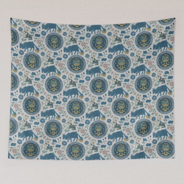 Item preview, a charming cushion pattern inspired by vintage Chinese porcelain designed and sold by bosilvercat.