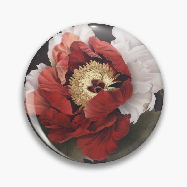 Item preview, Red and White Tree Peony - Japanese flower designed and sold by FleurFrench.