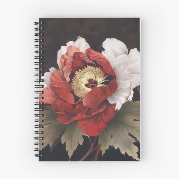 Item preview, Red and White Tree Peony - Japanese flower designed and sold by FleurFrench.