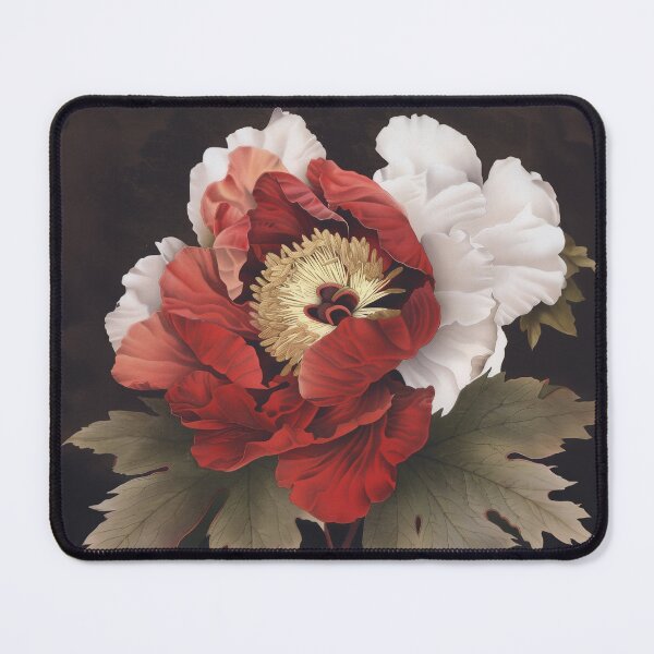 Item preview, Red and White Tree Peony - Japanese flower designed and sold by FleurFrench.