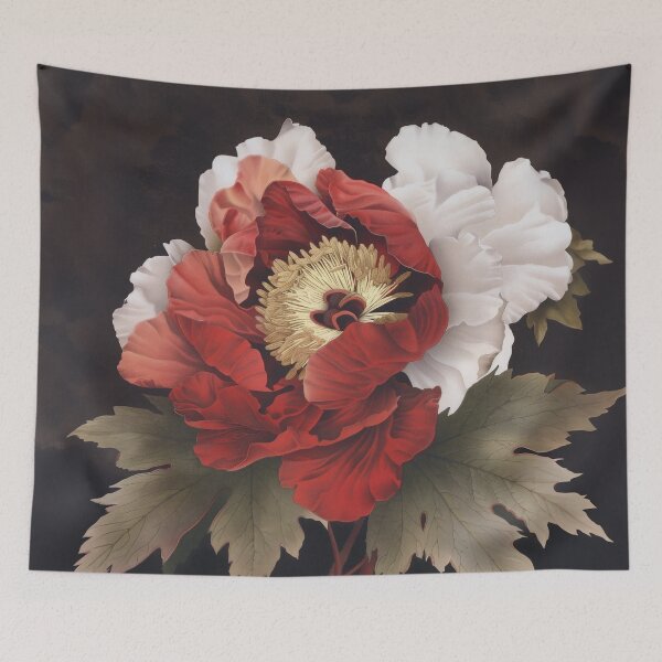 Item preview, Red and White Tree Peony - Japanese flower designed and sold by FleurFrench.