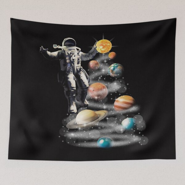 Item preview, Astronaut Decorating Christmas Tree of Planets designed and sold by DrawHandArt.