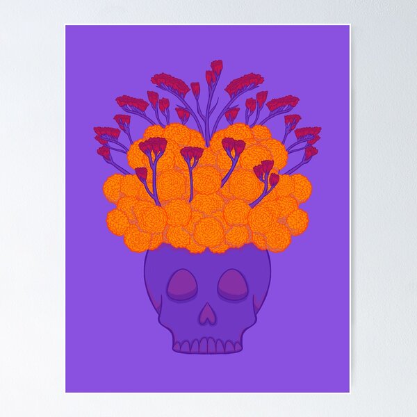 Item preview, Cempasuchil / Marigold skull designed and sold by jujepedrin.
