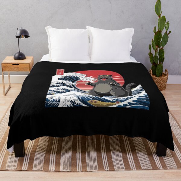 Item preview, Epic Japanese Cat Wave Illustration with Rising Sun designed and sold by love3617.