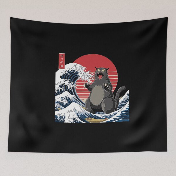 Item preview, Epic Japanese Cat Wave Illustration with Rising Sun designed and sold by love3617.