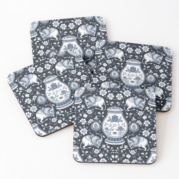 Item preview, Chinese zodiac animals intricately drawn among floral accents.  designed and sold by bosilvercat.