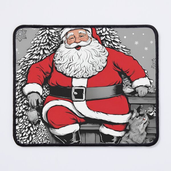 Item preview, Santa Claus accompanied by his cat designed and sold by Lilou13Magasin.