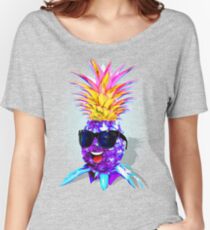 Pineapple Ultraviolet Happy Dude with Sunglasses Women's Relaxed Fit T-Shirt