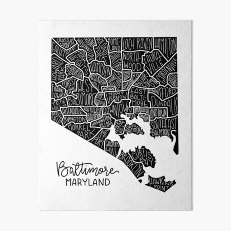 Baltimore Maryland Neighborhood Map Art Print 8x10 