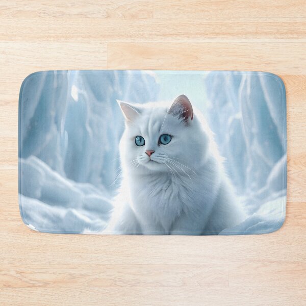 Item preview, Cute fluffy white cat sitting in the snow O.O designed and sold by CatManiaShop.