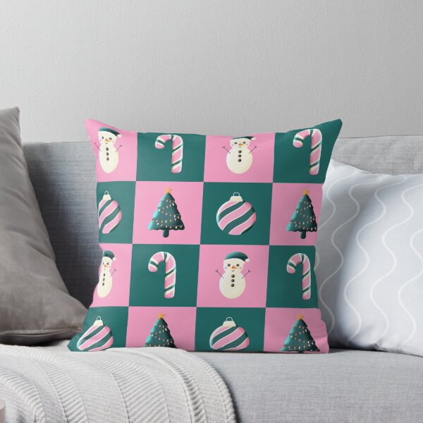 Item preview, Christmas tree candy cane bauble snowman pink dark cyan designed and sold by Guided by Light Art.