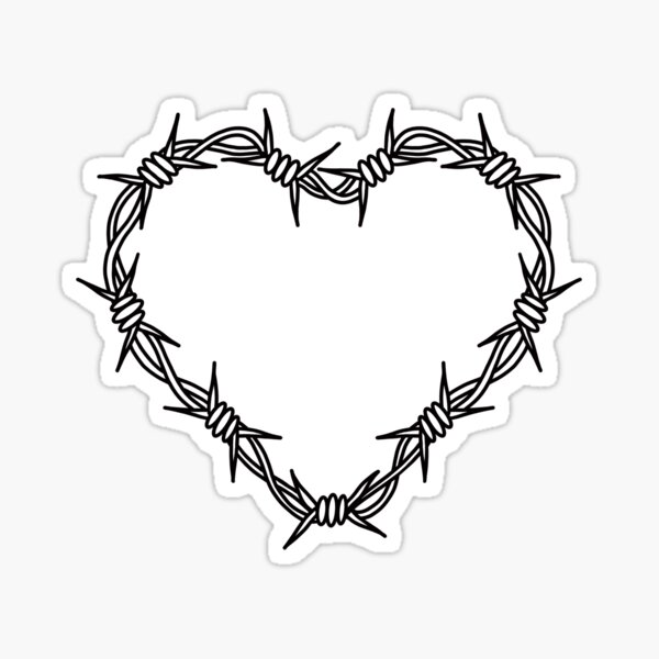 Item preview, Barbed wire heart black and white tattoo designed and sold by MeredithAurelia.