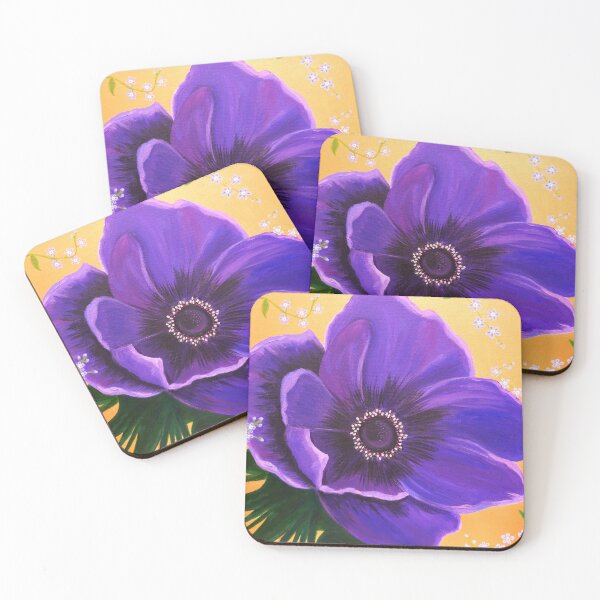 Item preview, Striking purple anemone painting designed and sold by flowergirlrosie.