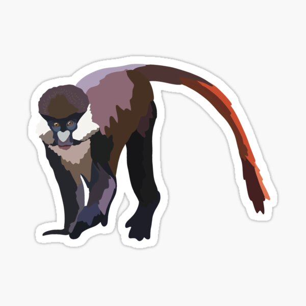 Item preview, S is for Schmidt’s Red Tailed Guenon,Guenon Monkey Illustration – Vibrant Primate Art for Wildlife and Nature Lovers designed and sold by PrettylittlepastelUk.