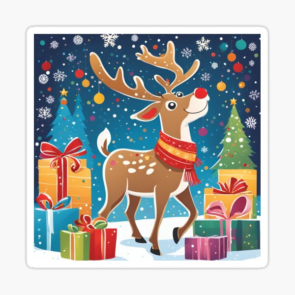 Item preview, Cute drawing of a Christmas reindeer designed and sold by Lilou13Magasin.