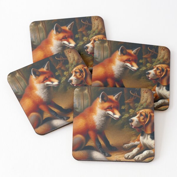 Item preview, Charming Duo: A Red Fox and Hound Dog's Friendship   designed and sold by mustardseed-410.