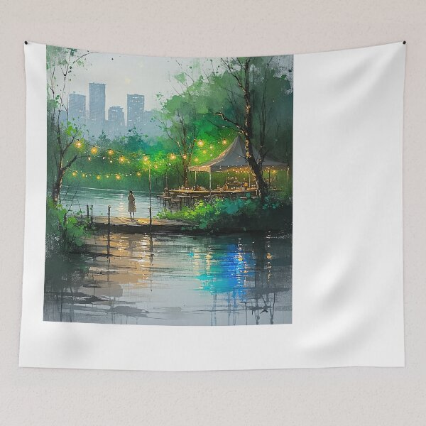 Item preview, "Riverside Serenity: Stars, Lights, and Comfortable Moments" designed and sold by PanoramaPrints.