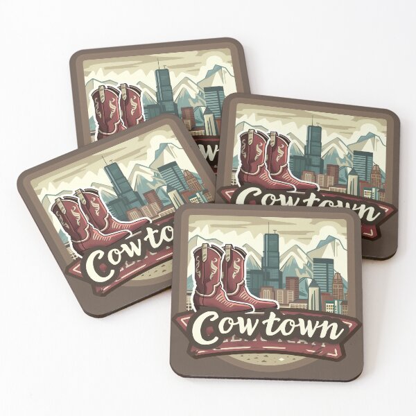 Item preview, Calgary Cowtown Retro Skyline Western Boots and Alberta Mountain Vibes designed and sold by meganohm.