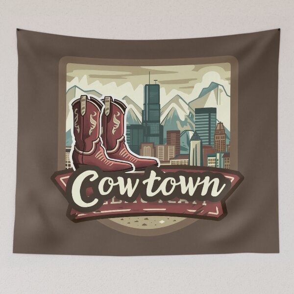 Item preview, Calgary Cowtown Retro Skyline Western Boots and Alberta Mountain Vibes designed and sold by meganohm.