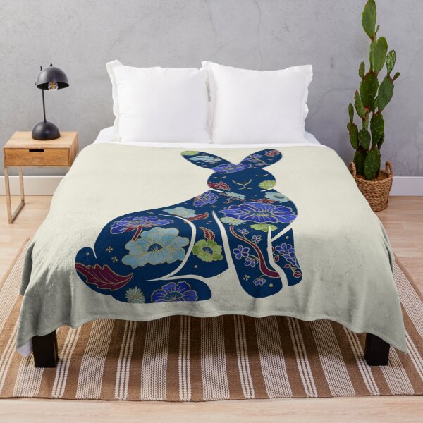 Item preview, Floral Rabbit - blue designed and sold by Ginger-Lion.