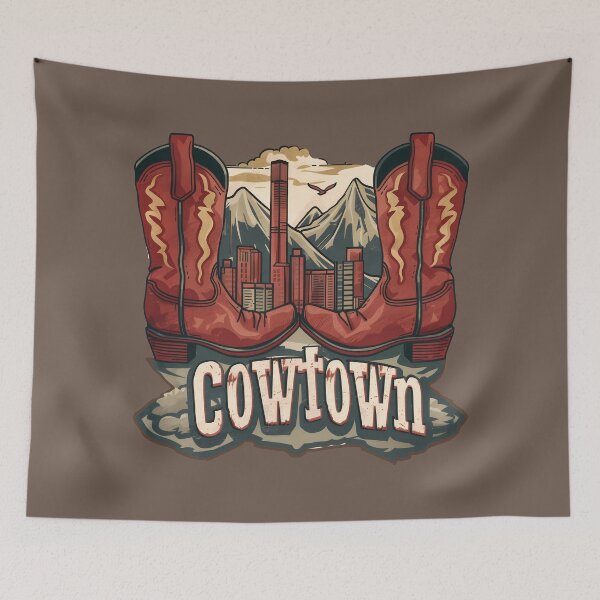 Item preview, Cowtown Calgary Alberta Western Boots and Urban Skyline in the Rockies designed and sold by meganohm.