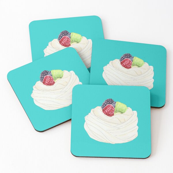 Item preview, Pavlova and Fruit - Hand-Drawn Dessert Illustration - Kiwi, Raspberry, Blackberry, and Blueberry Topping designed and sold by SChristineBrink.