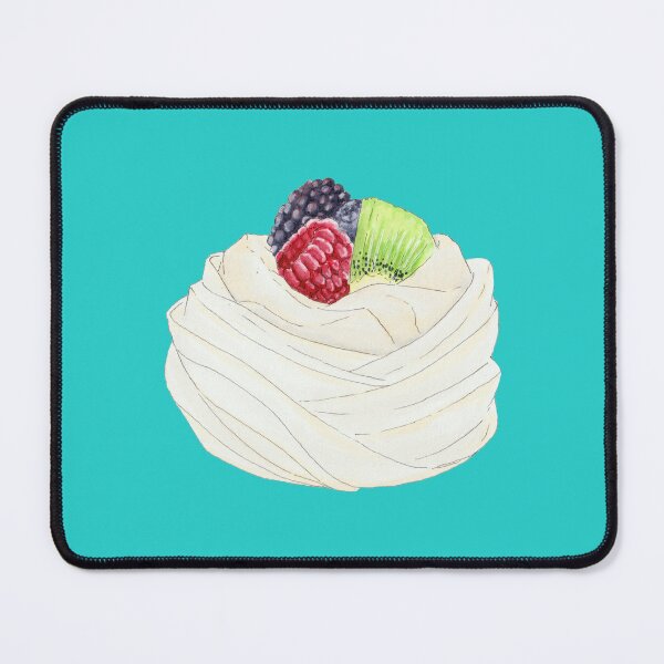 Item preview, Pavlova and Fruit - Hand-Drawn Dessert Illustration - Kiwi, Raspberry, Blackberry, and Blueberry Topping designed and sold by SChristineBrink.