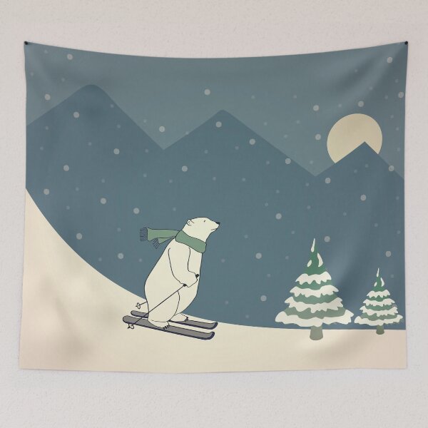 Item preview, Polar Bear Skiing in Winter Snow designed and sold by aimeeandkate.