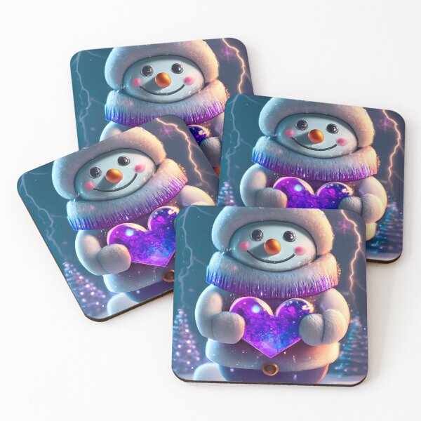 Item preview, Glowing Winter Love: Snowmans Purple Heart designed and sold by EmeraldeaDesign.