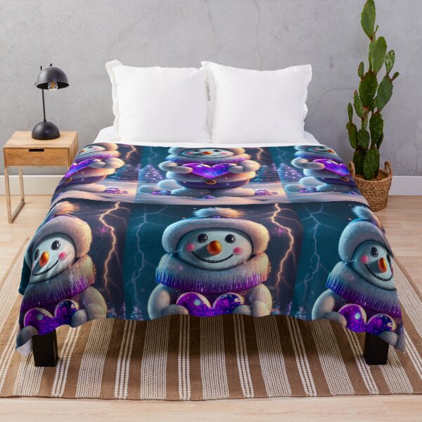 Item preview, Glowing Winter Love: Snowmans Purple Heart designed and sold by EmeraldeaDesign.