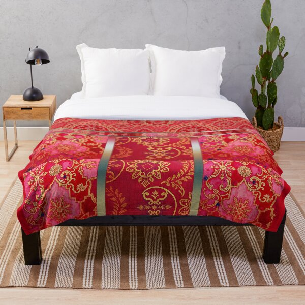 Item preview, ORIENTAL Red Golden Patchwork Pattern designed and sold by GraphicsiteShop.