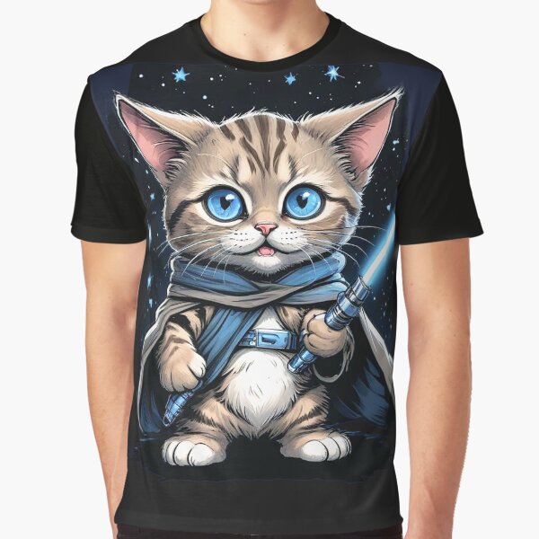Vista previa del artículo con la obra «Gato Jedi de ojos azules», diseñado y vendido por vladmicas.